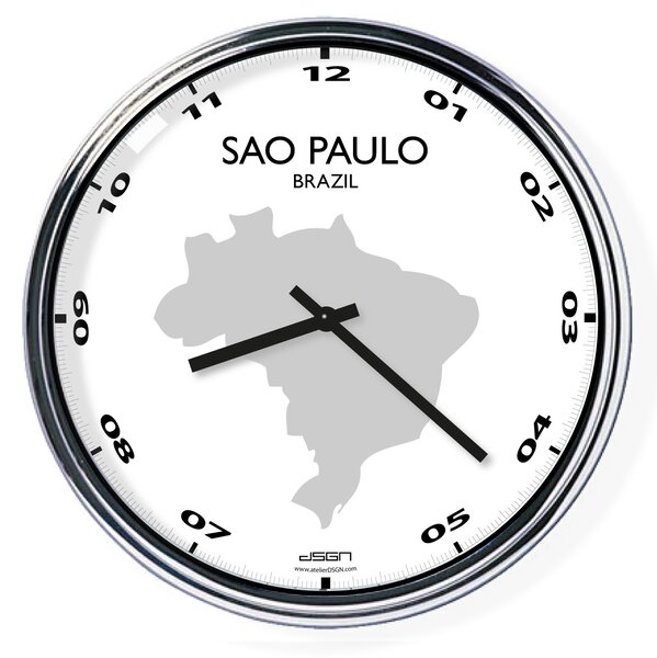 Nástěnné hodiny s mapou: Brazil/Sao Paulo (32 cm), Výběr barev Tmavé