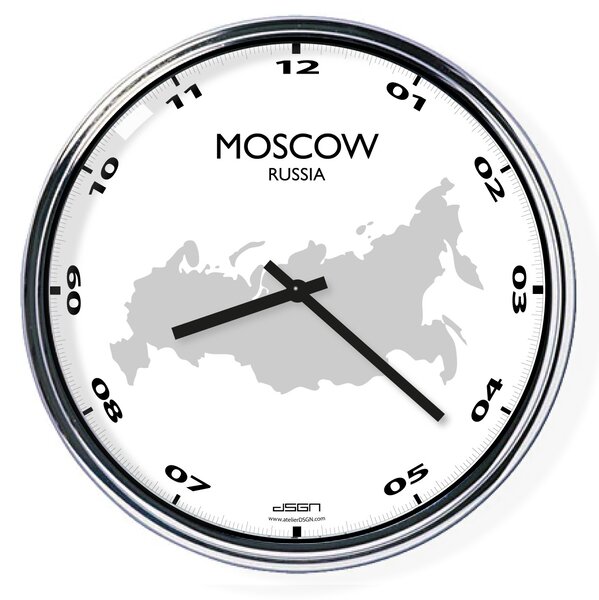 Nástěnné hodiny s mapou: Russia/Moscow (32 cm), Výběr barev Světlé