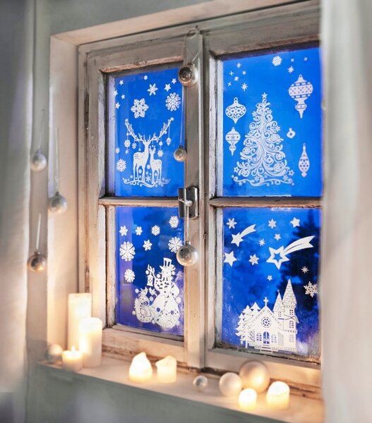 Die moderne Hausfrau Okenní dekorace Zima, sada 4 ks