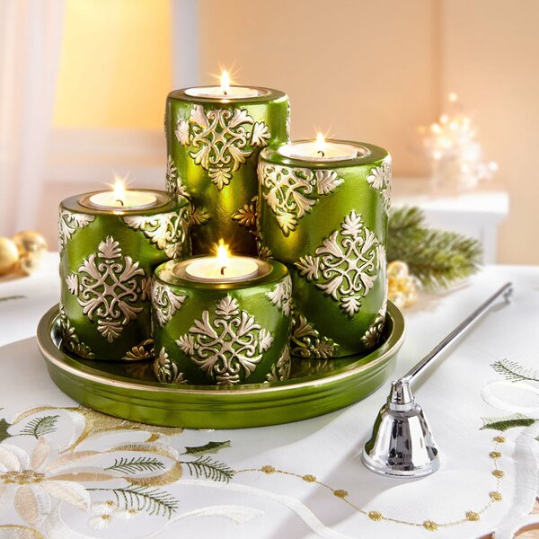 Die moderne Hausfrau Talíř se svíčkami Vánoční sen, zelený