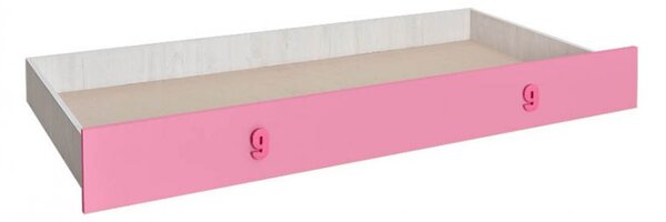 Dětská zásuvka pod postel Numero - dub bílý/růžová