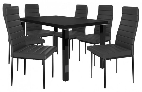 Jídelní stůl se židlemi 6 + 1 Sisa max 10 Černá - Černá