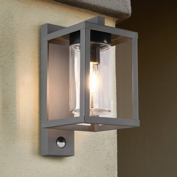Trio Lighting Venkovní nástěnné svítidlo Lunga s pohybovým čidlem, Černá, Hliník, Moderní