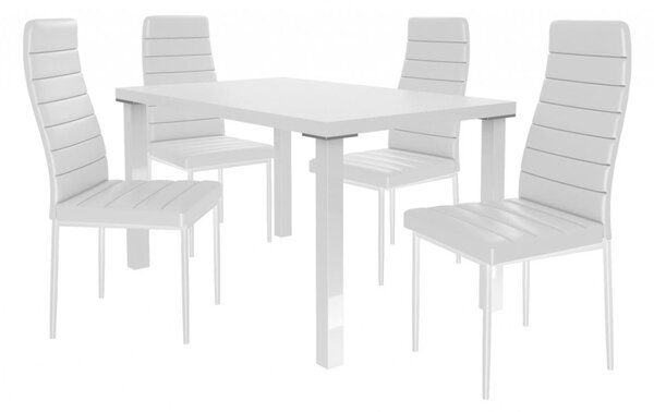 Jídelní stůl se židlemi 4 + 1 SISA 01 Bílá - Bílá