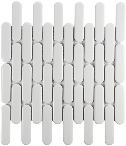 The Mosaic Factory Keramická mozaika bílá Mozaika White Glossy Oval 2,3x9,8 (30x30) cm - SEO23100