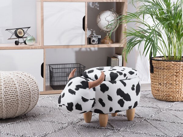 Zvířecí stolička s úložným prostorem COW Tkanina Bílá Kráva