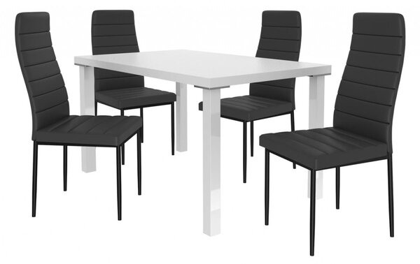 Jídelní stůl se židlemi 4 + 1 SISA 02 Bílá - Černá