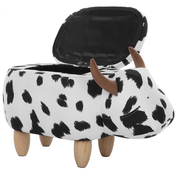 Zvířecí stolička s úložným prostorem COW Tkanina Bílá Kráva