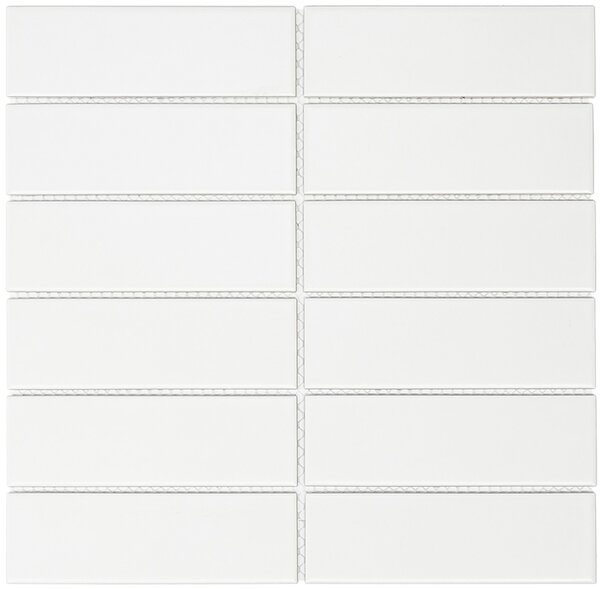 The Mosaic Factory Keramická mozaika bílá Mozaika Obdélník Bílá Mat 4,5x14,5 (29,1x29,7) cm - AM45010