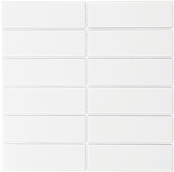 The Mosaic Factory Keramická mozaika bílá Mozaika Obdélník Bílá Lesk 4,5x14,5 (29,1x29,7) cm - AF45051