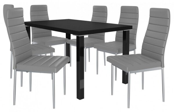 Jídelní stůl se židlemi 6 + 1 Sisa max 12 Černá - Šedá