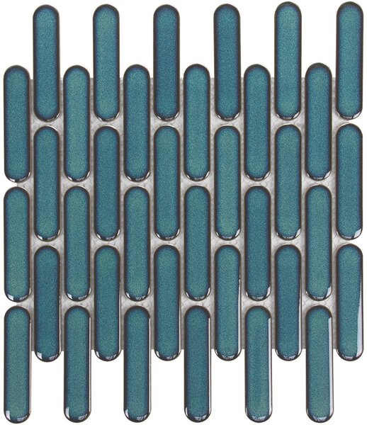 The Mosaic Factory Obklad keramická zelená; modrá Mozaika Azur Blue Speckle Oval 2,3x9,8 (30x30) cm - SEO23625