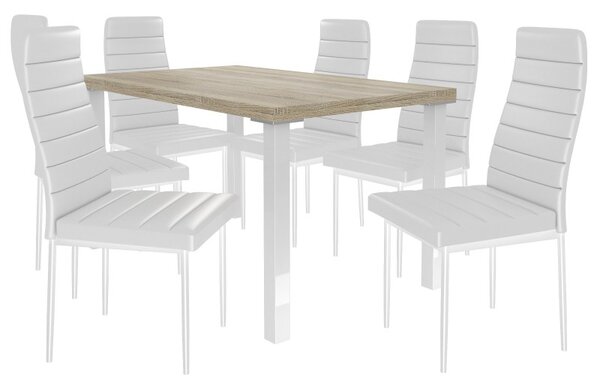 Jídelní stůl se židlemi 6 + 1 Sisa max 19 Sonoma - Bílá