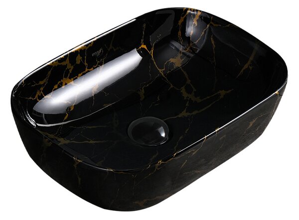 BPS-koupelny Keramické umyvadlo na desku HYD-MO-BL-MAR4-455 44,5x32,5 cm, černý mramor