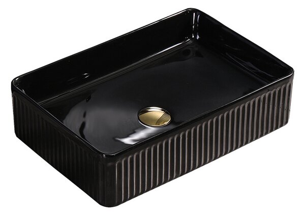 BPS-koupelny Keramické umyvadlo na desku HYD-AA-BL-500 50x34 cm, černé