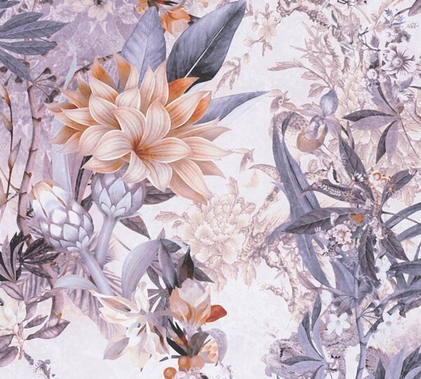 A.S. Création | Vliesová tapeta na zeď Dream Flowery 38177-2 | 0,53 x 10,05 m | bílá, fialová, béžová