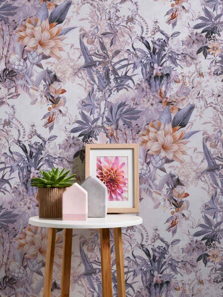 A.S. Création | Vliesová tapeta na zeď Dream Flowery 38177-2 | 0,53 x 10,05 m | bílá, fialová, béžová