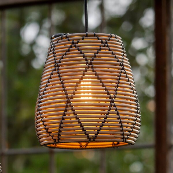 PR Home Lollo venkovní závěsné svítidlo, přírodní ratanový vzhled, Ø 28 cm, Hnědá / rez, Plast