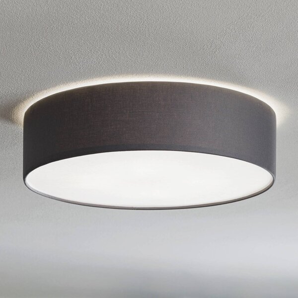 TK Lighting Stropní svítidlo Rondo, šedé, Ø 50 cm, stmívatelný, Hliník / šedá / zinek, Ložnice, Textil / tkanina / hedvábí, Moderní