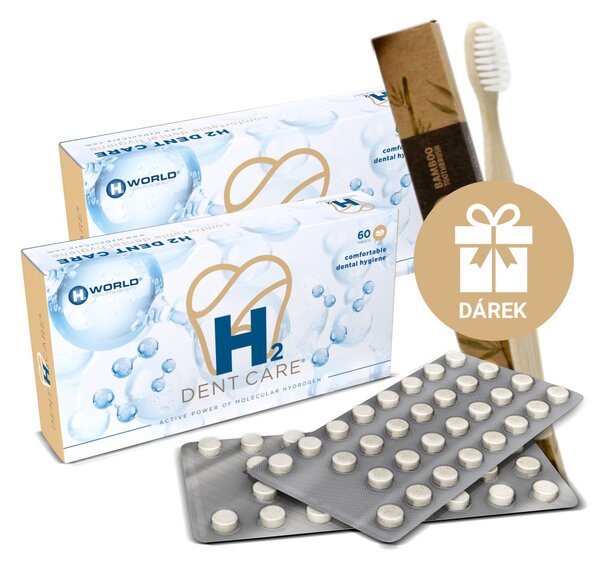 H2 Dent Care® 120 tablet ( 2 balení ) + DÁREK bambusový zubní kartáček | Molekulární vodík®