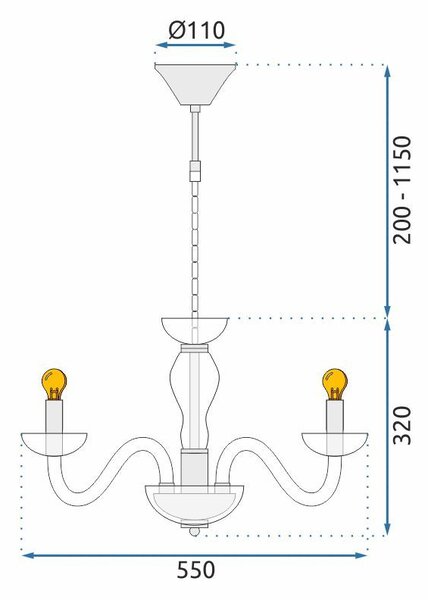 Toolight Toolight, stropní lampa na zavěšení 6xE14 APP1081-6CP, růžové zlato, OSW-00681