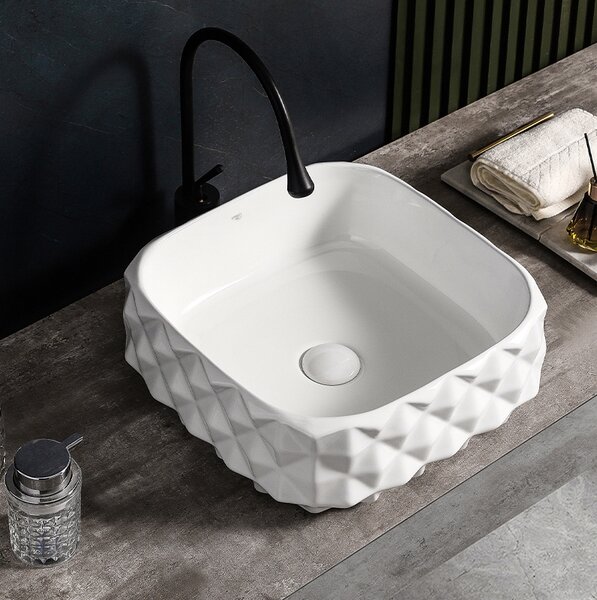 BPS-koupelny Keramické umyvadlo na desku HYD-PL-WH-400 50x31 cm, bílé