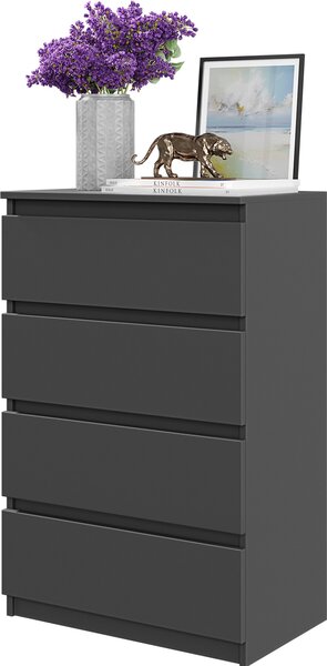 FURNICA - GABRIEL - Komoda se 4 zásuvkami - antracitov edá V92cm 60cm H33cm