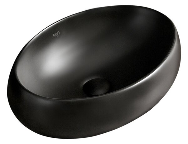 BPS-koupelny Keramické umyvadlo na desku HYD-CI-MTB-600 60x40,5 cm, černé matné