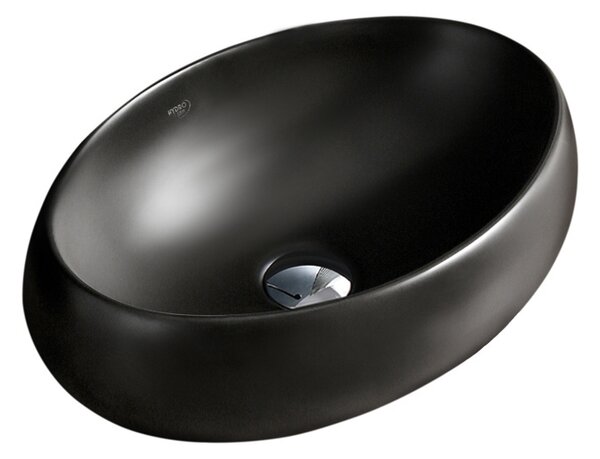 BPS-koupelny Keramické umyvadlo na desku HYD-CI-MTB-600 60x40,5 cm, černé matné