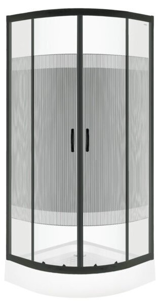 Novoterm Čtvrtkruhový sprchový kout NV-Xenia Duo 80x80 černá/potisk + vanička