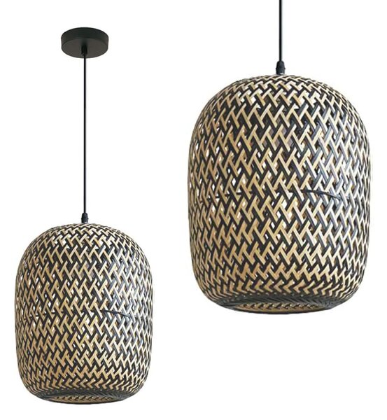 Toolight Bamboo, závěsné svítidlo 1xE27 25x30 cm APP1542-1CP, černá-hnědá, OSW-05120