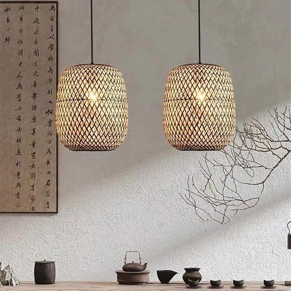 Toolight Bamboo, závěsné svítidlo 1xE27 25x30 cm APP1542-1CP, černá-hnědá, OSW-05120