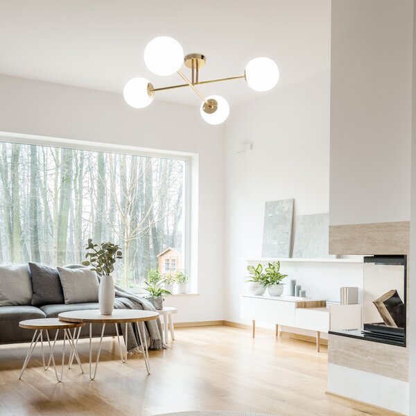 Toolight Tutumi, stropní lampa skleněné koule 4xE27 APP1248-4CP, zlatá lesklá, OSW-14037