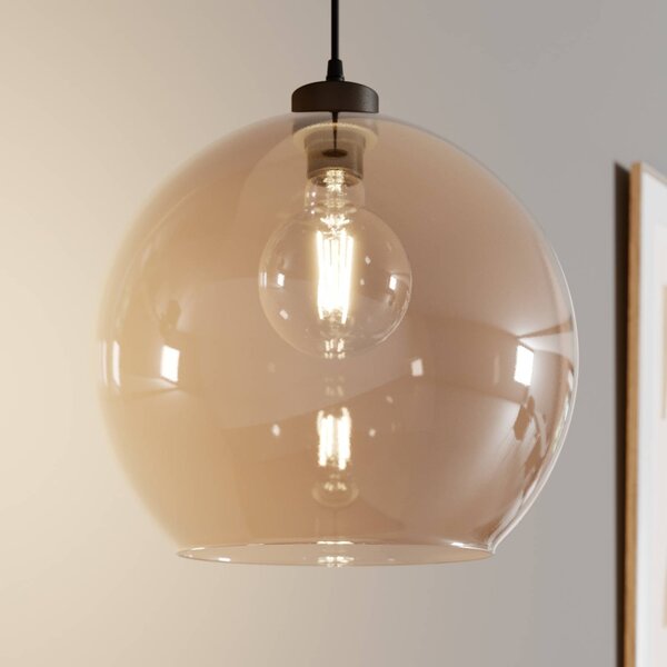 TK Lighting Závěsné světlo Cubus, jantarová, sklo, Ø 30 cm, E27, stmívatelný, Krémová / jantar, Obývací pokoj / jídelna, Sklo, Moderní, Koule