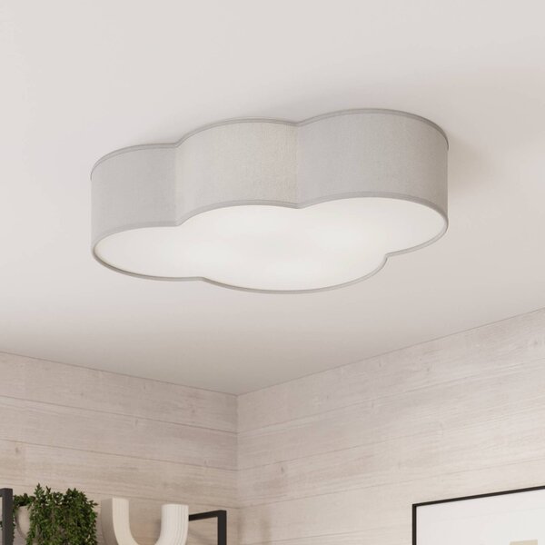 TK Lighting Stropní světlo Cloud z textilu, délka 62 cm, šedé, stmívatelný, Hliník / šedá / zinek, Obývací pokoj / jídelna, Textil / tkanina / hedvábí, Young lifestyle