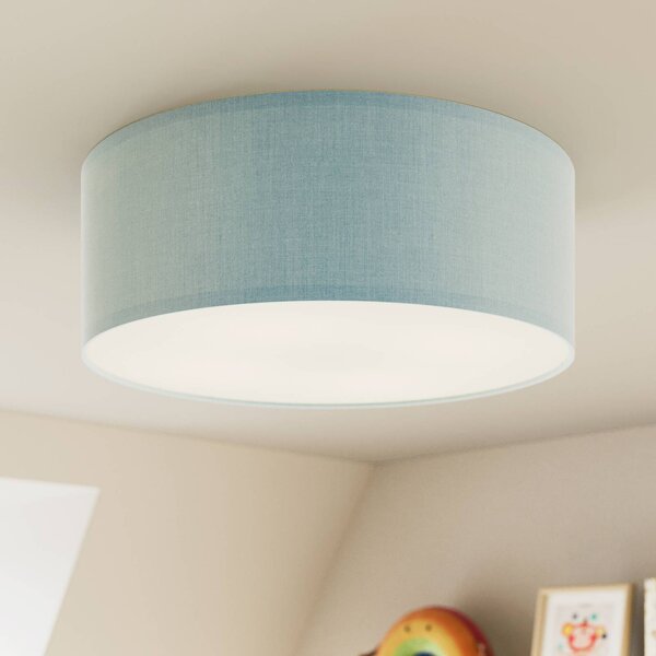 TK Lighting Stropní světlo Rondo Kids, Ø 38 cm, modré, stmívatelný, Modrá, Dětský pokoj, Textil / tkanina / hedvábí, Moderní