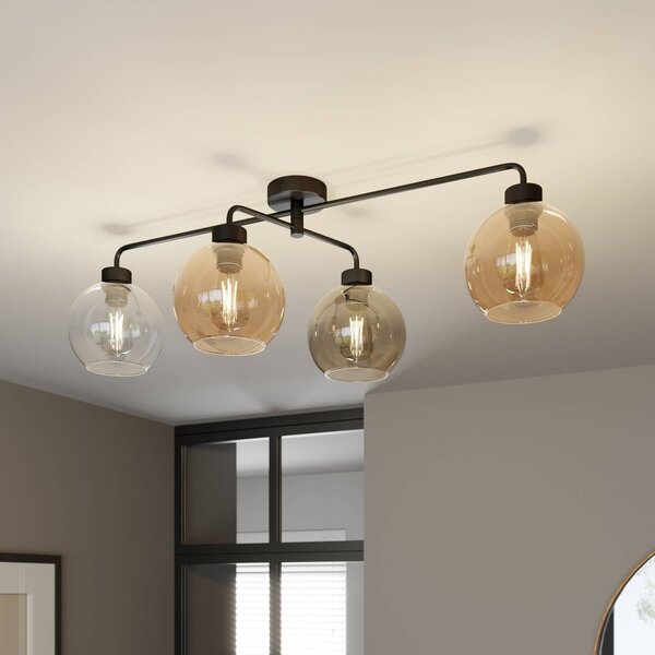 TK Lighting Stropní světlo Cubus čtyřramenné čiré/jantarové/šedé, stmívatelný, Čirá / transparetní, Obývací pokoj / jídelna, Sklo, Moderní