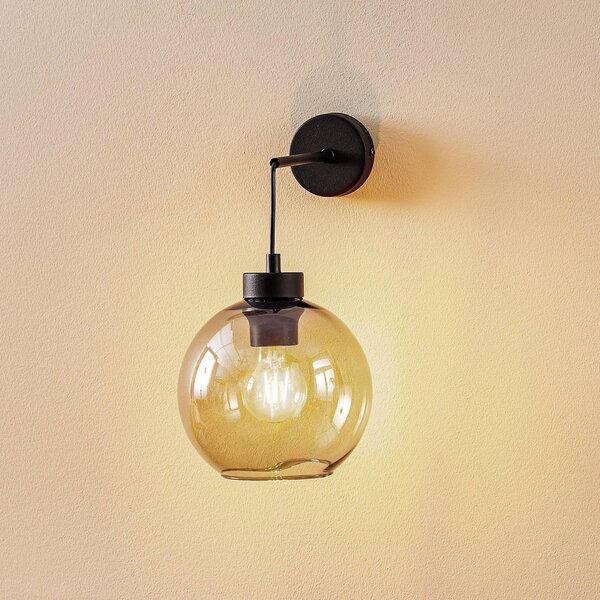 TK Lighting Nástěnné světlo Cubus, černá/kouřově šedá, sklo, výška 30 cm, E27, stmívatelný, Čirá / transparetní, Obývací pokoj / jídelna, Sklo, Moderní, Koule