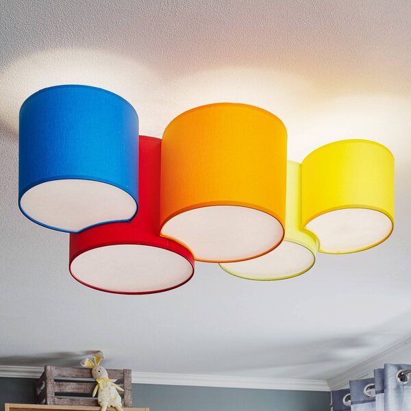 TK Lighting Stropní světlo Mona pětilampové, vícebarevné, stmívatelný, Vícebarevná, Ložnice, Textil / tkanina / hedvábí, Moderní