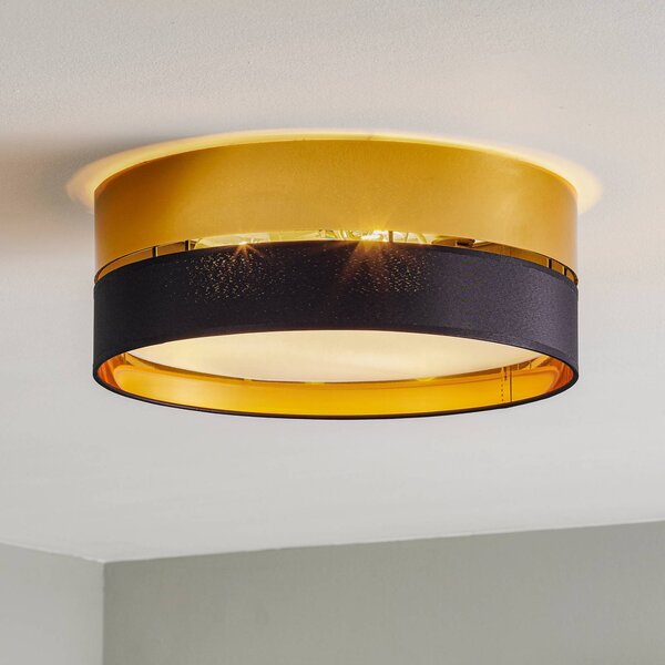TK Lighting Stropní světlo Hilton, černé/zlaté, Ø 45 cm, stmívatelný, Černá, Obývací pokoj / jídelna, kov, Moderní