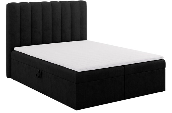Černá čalouněná dvoulůžková postel MICADONI Kelp 160 x 200 cm