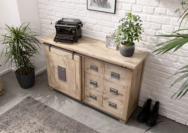 IRON Příborník Mango 140x45x85 bělený, lakovaný