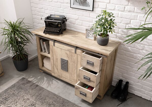 IRON Příborník Mango 140x45x85 bělený, lakovaný