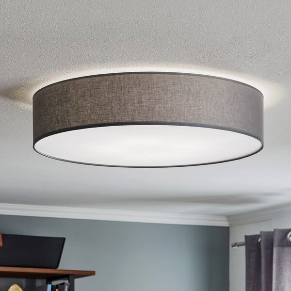 TK Lighting Stropní světlo Rondo, šedé Ø 60 cm, stmívatelný, Hliník / šedá / zinek, Ložnice, Textil / tkanina / hedvábí, Moderní