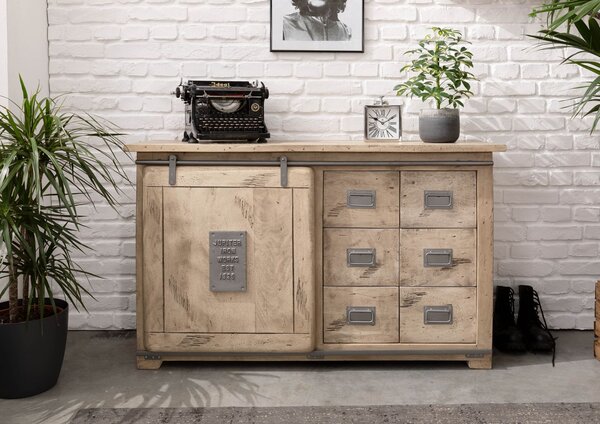 IRON Příborník Mango 140x45x85 bělený, lakovaný