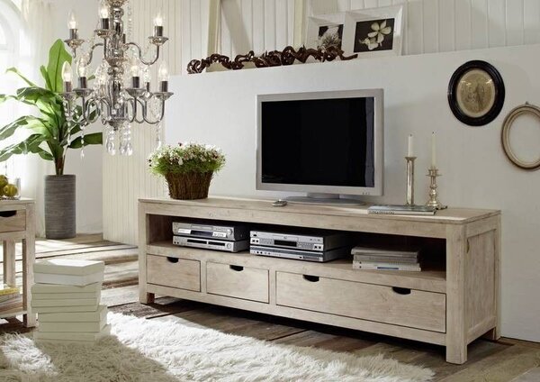 WHITE WOOD TV stolek 190x60 cm, akácie