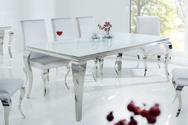 Bílý jídelní stůl Modern Barock 105 x 200 cm - 10 mm