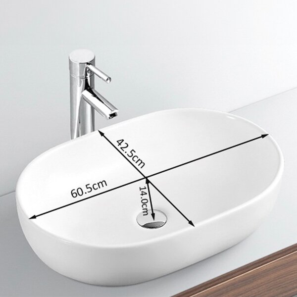 BPS-koupelny Keramické umyvadlo na desku HYD-NO-WH-605 60,5x42,5 cm, bílé
