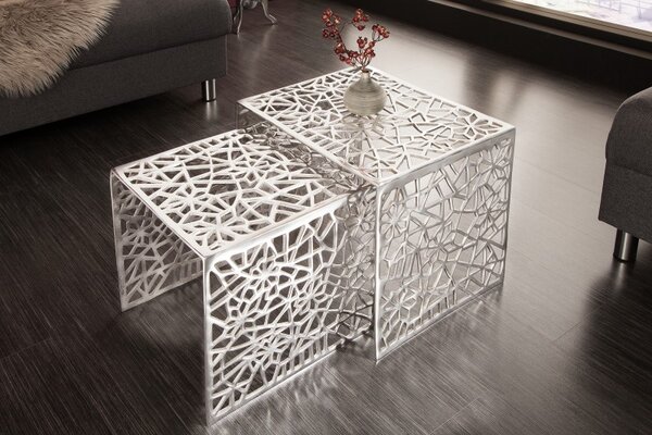 Konferenční stolek Abstract set 2ks stříbrná