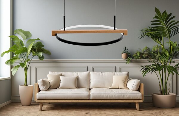 Toolight Toolight, LED stropní svítidlo 60cm + dálkové ovládání APP1530-CP, černá-hnědá, OSW-05660